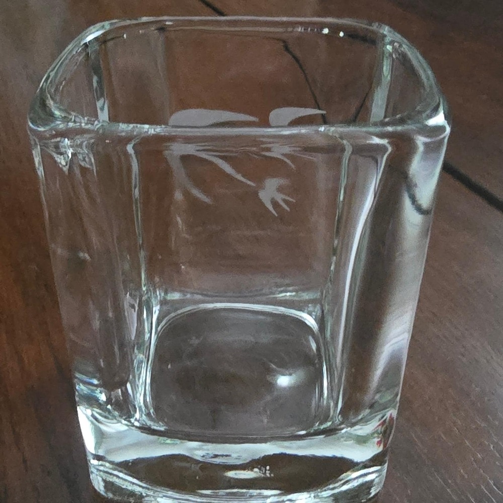 OZARK Airlines Set of 7 Square Etched Bird Logo Lowball Clear Glass MCM Barware - Picture 9 of 12